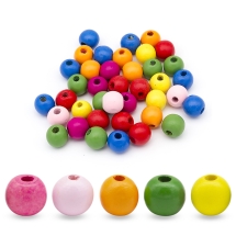 Бусины Деревянные Круглые, Микс, 16мм, Отверстие 5мм, около 35шт/50г, (УТ100025038)