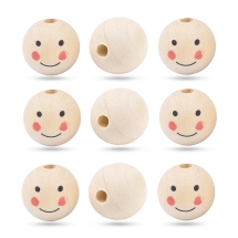 Бусины Деревянные Неокрашенные Круглые Смайл, Улыбка, Папайя, 24-25x23.5мм, Отверстие 5.5мм, около 9шт/50г, (УТ100025048)