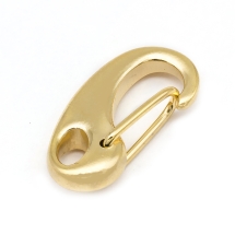 Застібка для Ключів та Брілків, Нержавіюча Сталь, Колір: Золото, Розмір: 21x10x6мм, Отвір 4.5х3мм, (УТ100025110)