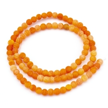 Бусины Натуральный Агат Кракле, Круглые, На нитях, Класс А, Цвет: Оранжевый, Диаметр: 4мм, Отв. 0.8мм, около 90шт/38см/нить, (УТ100025129)