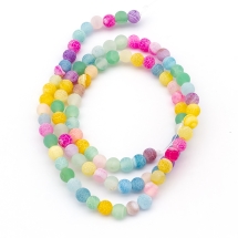 Бусины Натуральный Агат Кракле, Круглые, На нитях, Класс А, Цвет: Микс, Диаметр: 4мм, Отв. 0.8мм, около 90шт/38см/нить, (УТ100025134)