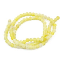 Бусины Натуральный Агат Кракле, Круглые, На нитях, Класс А, Цвет: Желтый, Диаметр: 4мм, Отв. 0.8мм, около 90шт/38см/нить, (УТ100025135)