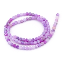 Бусины Натуральный Агат Кракле, Круглые, На нитях, Класс А, Цвет: Пурпурный, Диаметр: 4мм, Отв. 0.8мм, около 90шт/38см/нить, (УТ100025137)