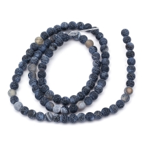 Бусины Натуральный Агат Кракле, Круглые, На нитях, Класс А, Цвет: Черный, Диаметр: 4мм, Отв. 0.8мм, около 90шт/38см/нить, (УТ100025138)