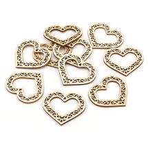 Коннектор Кольцо, из Тополя Сердце Лазерная резка,  Цвет: Бежевый, Размер: 49x55x2.5мм,  Внутренний диаметр 21х36мм, (УТ100025170)