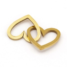 Коннектор Сердце из Нержавеющей Стали, Лазерная резка, Золото, 11x12x1мм,  Внутренний диаметр 5х10мм, 2шт/набор, (УТ100025175)