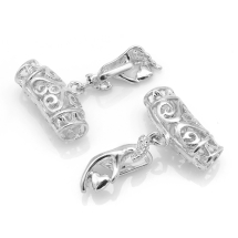 Тримач для Кулонів, Латунь, з Бейлом, Колір: Срібло, Розмір: 36х23.5мм, Отвір 6х5.5мм, (УТ100025185)