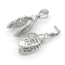 Держатель для Кулонов, Латунь, Лист, Цвет: Платина, Размер: 18.5мм, Пин 1мм, Отверстие 5х4мм, (УТ100025190)