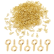Держатели Железные Винтовые Штифты с Петлей для Бусин с Полуотверстием, Золото, 10х5х1,2мм, Отверстие 2,8мм, около 320шт/50г, (УТ100025198)
