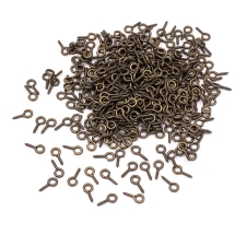 Держатели Винтовые штифты с петлей, для Бусин с Полуотверстием, Железо, Цвет: Бронза, Размер: 8х4х1мм, Отв. 2мм, Около 320шт/25г, (УТ100025201)