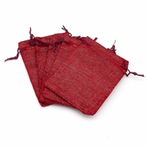 Подарочный Мешочек из Текстиля, Имитация Рогожки, с Кулиской, Цвет: Коричнево-красный, Размер: 13.5x9.5см, (УТ100025249)