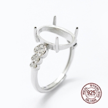 Серебро 925 Родированное Регулируемая Основа Кольцо с Фианитами, 17х2мм, Лоток 10х13мм, (УТ100025288)