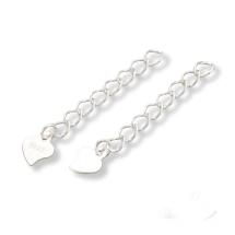 Серебро 925 Удлинительная Цепочка с Кулоном-Сердце, Концевик, 32мм, Подвеска 6.5х5.5мм, (УТ100025304)