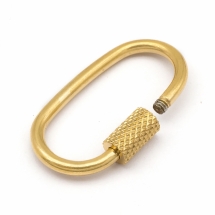 Карабін Нержавіюча Сталь, Овал, Колір: Золото, Розмір: 25.5x14x4мм, Гвинт 7х4мм, (УТ100025356)