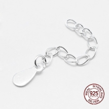 Серебро 925 Удлинительная Цепочка с Кулоном-Капля, Концевик, 40мм, Подвеска 8х4х0.3мм, (УТ100025393)