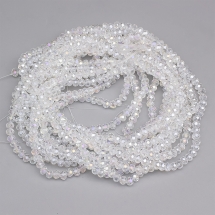 Бусины Гальваника Стекло, Граненые, Рондель, Бесцветный АВ, 6х5мм, Отв-тие: 1мм, около 92шт/40см/нить, (УТ100025422)