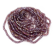 Бусины Гальваника Стекло АВ-Цвет, Граненые, Рондель, Цвет: Сиреневый, Размер: 6х5, Отв-тие: 1мм, около 90-92шт/40-42см/нить, (УТ100025433)