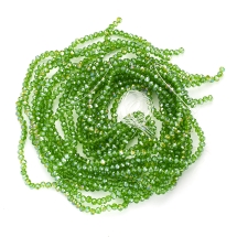 Намистини Гальваніка Скло АВ-Колір, Грані, Рондель, Світло-Зелений, 4х3мм, Отвір: 0.4мм, близько 110шт/39см/нитка, (УТ100025435)