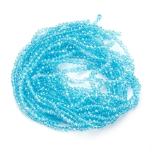 Бусины Гальваника Стекло АВ-Цвет, Граненые, Рондель, Голубой, 4х3мм, Отв-тие: 0.4мм, около 110шт/39см/нить, 10нитей, (УТ100025439)
