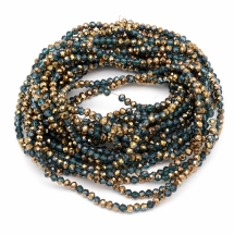 Намистини Гальванічне Скло, Гранені, Мідне Напівпокриття, Рондель, Колір: Синій, 4х3мм, Отвір 0.4мм, близько 120-123шт/40-43см/нитка, (УТ100025456)