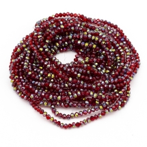 Бусины Гальваническое Стекло, Граненые, Полузеленое Покрытие, Рондель, Кирпичный, 4х3мм, Отв. 0.4мм, около 120-123шт/40-43см/нить (УТ100025475)