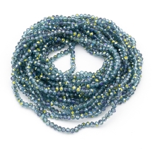 Намистини Гальванічне Скло, Гранені, Напівзелене Покриття, Рондель, Колір: Темно-Блакитний, 4х3мм, Отвір 0.4мм, близько 120-123шт/40-43см/нитка, (УТ100025479)