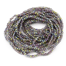 Бусины Гальваническое Стекло, Граненые, Полузеленое Покрытие, Рондель, Розово-Коричневый, 4х3мм, Отв. 0.4мм, ок. 120шт/40см/нить (УТ100025480)