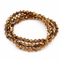 Бусины Стекло Граненые Биконус 4мм, Цвет: Коричневый, Диаметр: 4мм, Отв-тие 1мм, около 70шт/26см/нить, (УТ100025492)