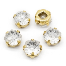 Пришивні Стрази Скло, Гірський Кришталь, Основа Латунь Кольори Золото, Квадрат, Колір: Кристал, Довжина 9мм, Ширина 9мм, Товщина 5.5мм, Отвір 1мм, (УТ100025575)