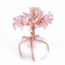 Декоративне Дерево Удачі з Натурального Рожевого Кварцу з Алюм. Дріт, Колір: Рожеве Золото, Розмір: 120-150х65-80х52-72мм, (УТ100025580)