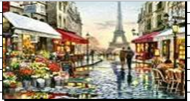 Алмазна мозаїка за номерами 30*40 "Паризькі кафе" в рулоні, Пластикові стрази (УТ100025931)
