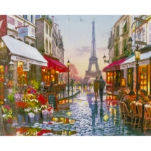 Алмазная мозаика по номерам 30*40 "Парижские кафе" в рулоне, Пластиковые стразы (УТ100025931)