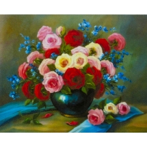 Алмазная мозаика по номерам "Красивый букет в вазе" в рулоне, стразы. Размер: 30*40 см (УТ100025936)