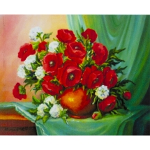 Алмазная мозаика по номерам "Цветы в кувшине" в рулоне, стразы. Размер: 30*40 см (УТ100025938)