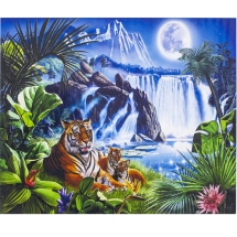 Алмазна Мозаїка за номерами "Тигриця", Основа на Рамі, Стрази, Розмір: 40х50см, (УТ100025975)