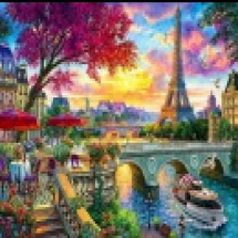 Алмазна Мозаїка за номерами "Вид на Париж", Основа на Рамі, Стрази, Розмір: 40х50см, (УТ100025977)