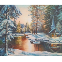 Алмазна Мозаїка за номерами "Зимовий ліс", Основа на Рамі, Стрази, Розмір: 40х50см, (УТ100025987)