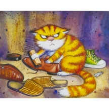 Алмазна мозаїка за номерами "Шкідливий кіт" карт уп. (полотно на рамі), стрази. Розмір: 30*40 см (УТ100026029)