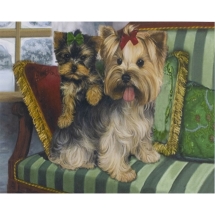 Алмазна мозаїка за номерами "Йорки" карт уп. (полотно на рамі), стрази. Розмір: 30*40 см (УТ100026039)