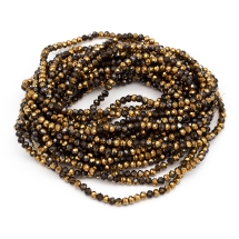 Бусины Гальваническое Стекло, Граненые, Медное Полупокрытие, Рондель, Сиена,  4х3мм, Отв-тие: 0.4мм, около 120-123шт/40-43см/нить (УТ100025596)