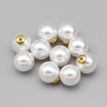 Заглушки Перламутровий Акрил з Фурнітурою з Латуні, Колір: Білий, Розмір: Довжина 11мм, Ширина 10мм, Отвір 0.8мм (УТ100025598)
