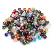 Бусины Гальваника Стеклянные АВ-Цвет Граненые Рондель, Микс, 8х6мм, Отверстие 1мм, (УТ100025600)