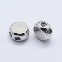 Роздільники Рядів, Латунь, з Гумкою, Круглі Плоскі, на 2 Нитки, Колір : Платина, Розмір: 9х5мм, отвори 1.8мм, (УТ100026052)