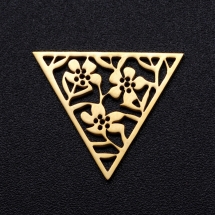 Конектор Філігранний, Трикутник з Квіткою , Нержавіюча Сталь, Колір: Золото, Розмір: 17х20х1мм, (УТ100026077)