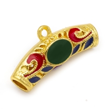 Бейл Сплав+Эмаль, Полая Изогнутая Трубка, Цвет: Золото, Размер: 30x14x9мм, Отверстие 2мм, Внутренний диаметр 5мм, (УТ100026085)