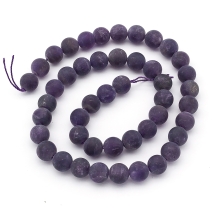 Намистини Натуральний Аметист Круглі Матові, 8мм, Отвір 1мм, близько 47шт/38см/нитка, (УТ100026092)