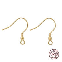 Серебро 925 Швензы Крючок Основа для Сережек, Золото, 18-19х1.5х18-19мм, Пин 0.7мм, (УТ100026176)