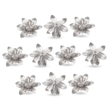 Шапочки для Намистин, Латунь, Квітка, Колір: Платина, Розмір 16x6.5х5мм, Отвір 0.8мм, (УТ100026185)