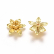 Шапочки для Намистин, Латунь, Квітка, Без Покриття, Розмір 16x6.5х5мм, Отвір 0.8мм, (УТ100026187)