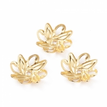 Шапочки для Намистин, Латунь, Стійке Покриття, Квітка, Колір: Золото, Розмір: 10x2.5, Отвір 0.9мм, (УТ100026196)